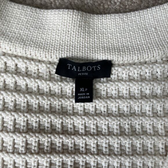 Talbots Kate Cardigan Sweater Womens XLP Ivory Gold Buttons Pockets Old Money - Picture 3 of 7